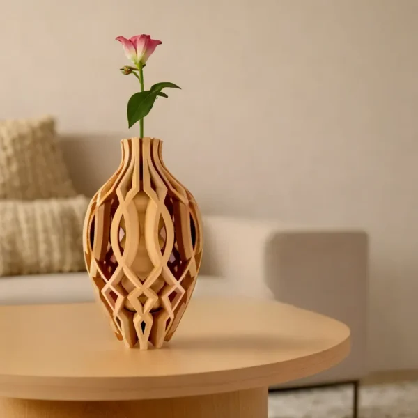 Florero con diseño unico tipo madera